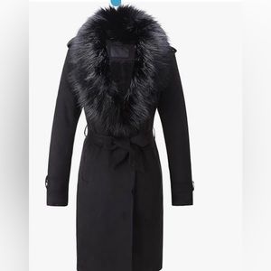 Bellivera Women Faux Leather Trench Coat Fleece-Lined Mid-length Jacket